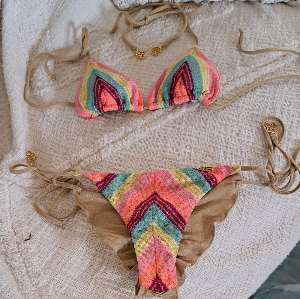 Luli Fama Swimsuit Multi-colored Bikini 2 peaces Size Small